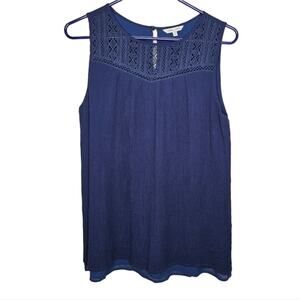 Naked Zebra Blue Lace and Lined Tank Top Large